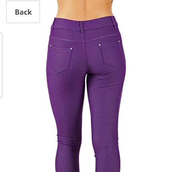 Jean Look Jeggings Tights Slim Fit Pull Up Pants - Picture 4 of 4